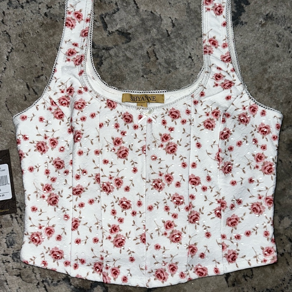 Shyanne Floral White and Pink Women's Top